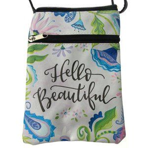 Brownlow Hello Beautiful Floral White Crossbody Bag Simple Inspirations Zippered